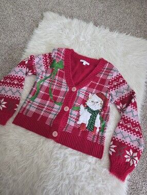 Christmas Ugly Sweater Pink Cat Holiday Cardigan Celebrate Together